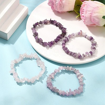 4Pcs Gemstone Beaded Stretch Bracelets Set BJEW-JB11182-1