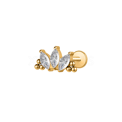F136 Titanium Clear Cubic Zirconia Labrets AJEW-D302-01G-1