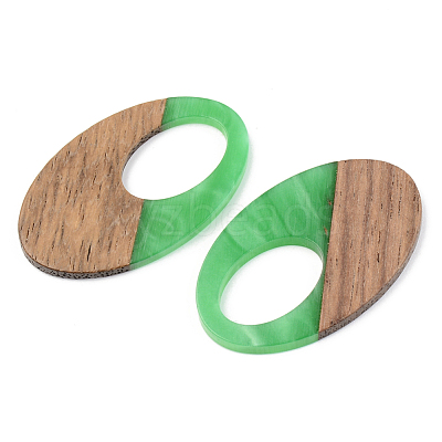 Opaque Resin & Walnut Wood Pendants RESI-S389-005A-C03-1