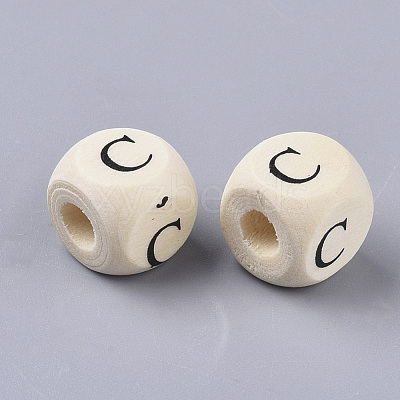 Printed Natural Wood Beads WOOD-T026-001C-1