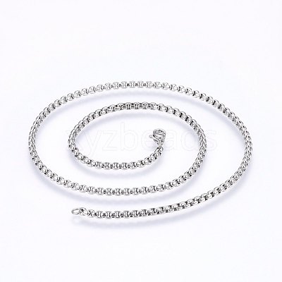 Non-Tarnish 304 Stainless Steel Box Chain Necklaces NJEW-F227-09P-10-1