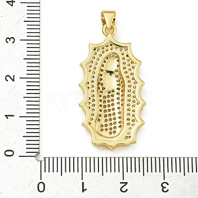 Virgin Mary Theme Rack Plating Brass Micro Pave Clear Cubic Zirconia Pendants KK-Z067-06G-04-1