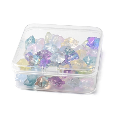 50Pcs 9 Style Transparent Spray Painted Glass Beads GLAA-FS0001-50-1
