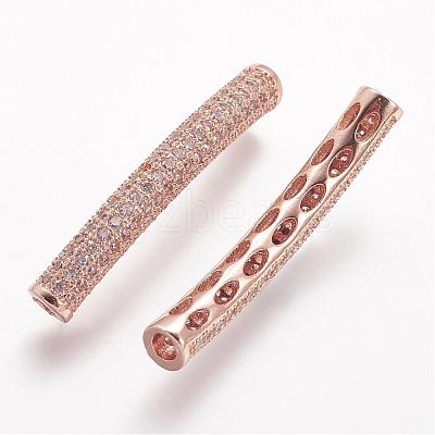 Brass Micro Pave Cubic Zirconia Tube Beads ZIRC-N025-60-1