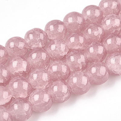 Baking Paint Crackle Glass Bead Strands DGLA-Q023-8mm-YS7-1