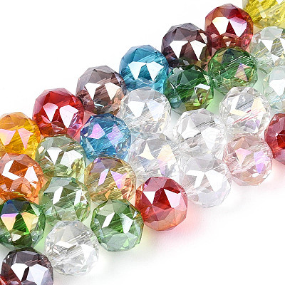 AB Color Plated Transparent Glass Round Beads Strands EGLA-T029-8mm-12T-01-1