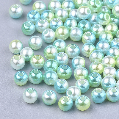 Rainbow ABS Plastic Imitation Pearl Beads X1-OACR-Q174-6mm-03-1