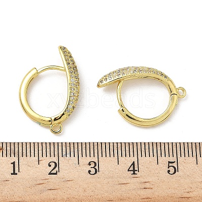 Brass Micro Pave Clear Cubic Zirconia Oval Hoop Earring Findings KK-G536-03G-1
