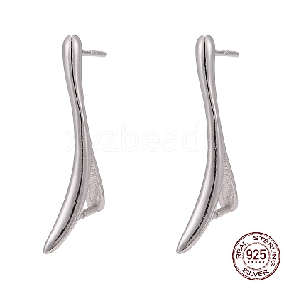 Anti-Tarnish Rhodium Plated 925 Sterling Silver Stud Earring Findings STER-F048-36P-1