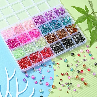 1880Pcs 24 Style Transparent Crackle Glass Beads CCG-YW0001-16-1