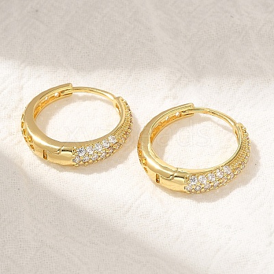 Rack Plating Brass Micro Pave Cubic Zirconia Hoop Earrings EJEW-H143-25G-1