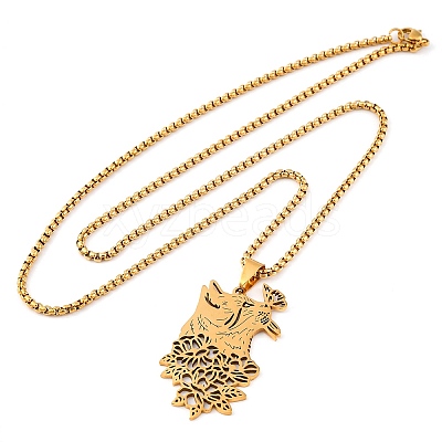 201 Stainless Steel Pendant Necklaces NJEW-C066-19G-1