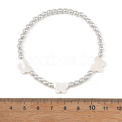 4Pcs 4 Styles Printed Porcelain Beads & Synthetic Hematite Beads & Shell Beads & ABS Plastic Pearl Stretch Bracelets Sets for Women BJEW-JB14203-02-1