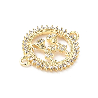 Brass Pave Clear Cubic Zirconia Friendship Connector Charms KK-L253-06G-1