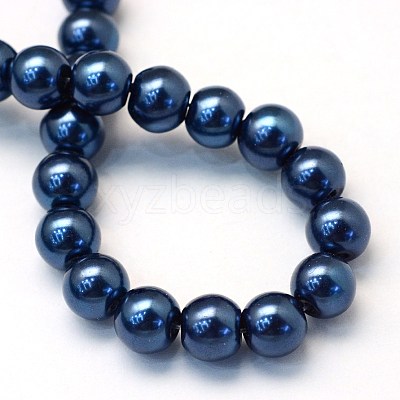 Baking Paint Pearlized Glass Pearl Round Bead Strands X-HY-Q003-10mm-15-1