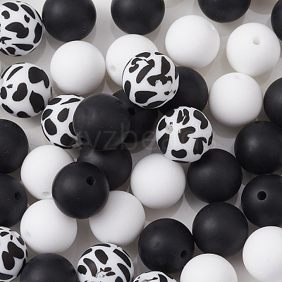 Round Food Grade Eco-Friendly Silicone Focal Beads SIL-YW0001-14A-1