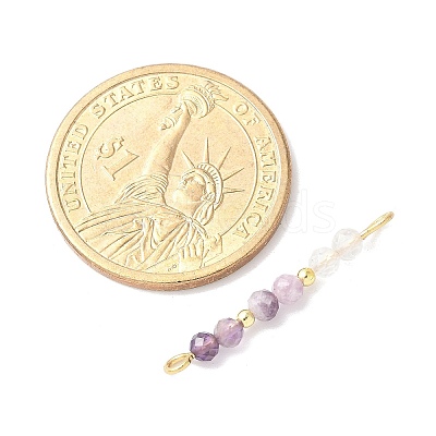 Faceted Round Natural Quartz Crystal & Amethyst & Lepidolite Beaded Connector Charms PALLOY-JF03530-07-1