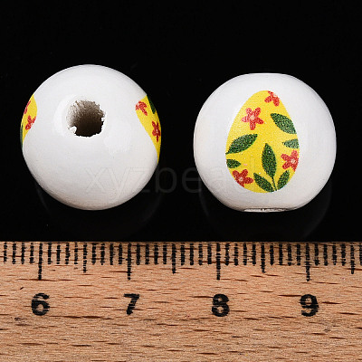 Easter Theme Printed Wood Beads WOOD-T032-22O-1