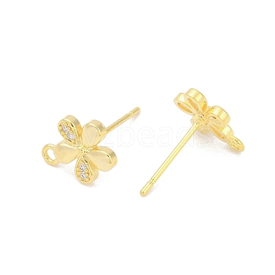 Brass Micro Pave Clear Cubic Zirconia Stud Earring Findings LS-KK-Z099-01G-02-1
