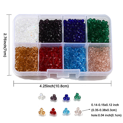 8 Colors Imitate Austrian Crystal Electroplate Bicone Glass Bead Strands GLAA-FP0001-32-1