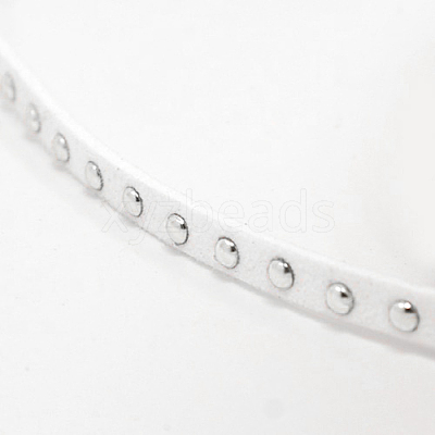 Silver Aluminum Studded Faux Suede Cord LW-D004-03-S-1