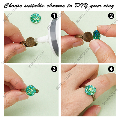 52Pcs 4 Style Adjustable Brass Ring Components KK-SC0002-93-1