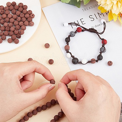 Synthetic Lava Rock Beads Strands G-S277-8mm-02-1