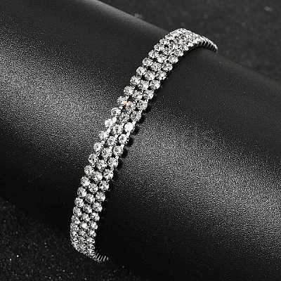 304 Stainless Steel Rhinestone Cup Chain Multi-strand Bracelets for Women BJEW-P376-01P-03-1