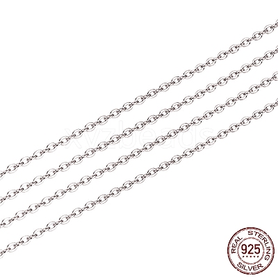 Anti-Tarnish Rhodium Plated 925 Sterling Silver Cable Chain STER-WH0011-04P-1