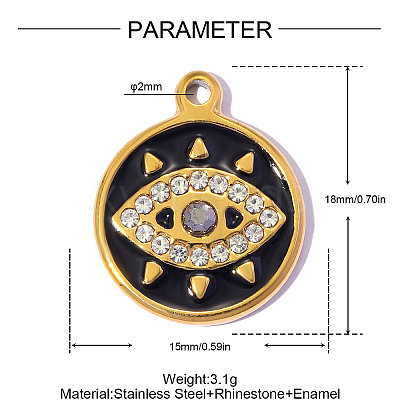 304 Stainless Steel with Enamel Pendants SA-OY002-27G-02-1