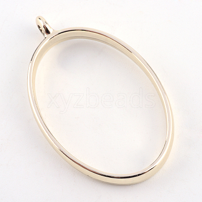 Rack Plating Alloy Oval Open Back Bezel Pendants LS-PALLOY-S047-26E-FF-1