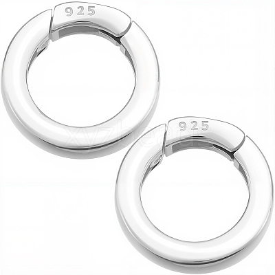 2Pcs 925 Sterling Silver Spring Gate Rings STER-SC0001-36B-1