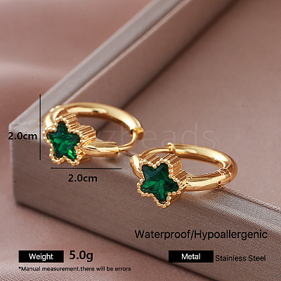 304 Stainless Steel Rhinestone Hoop Earrings for Women KH4016-4-1