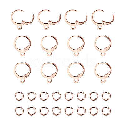 Brass Leverback Earring Findings KK-TA0007-89RG-1