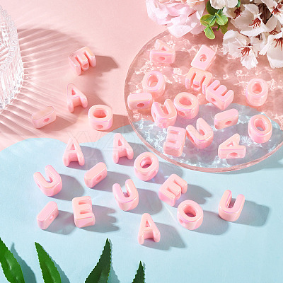 50Pcs 5 Styles UV Plating Opaque Acrylic Beads PACR-TA0001-31D-1