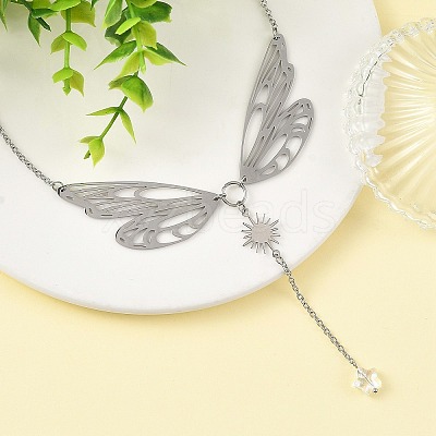 304 Stainless Steel & Glass Pendant Necklaces NJEW-TA00252-1