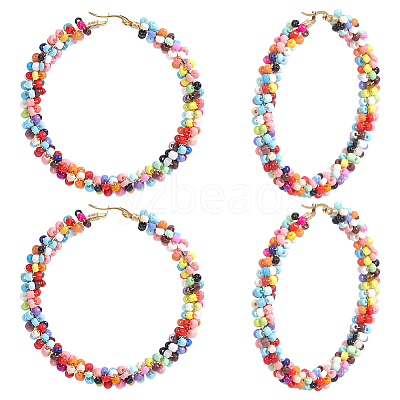 2 Pairs 304 Stainless Steel Hoop Earrings EJEW-ME0002-60-1