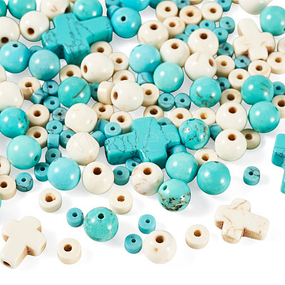 246Pcs 6 Styles Dyed Synthetic Turquoise Beads G-TA0003-31-1