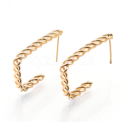 Brass Clear Micro Pave Cubic Zirconia Stud Earrings KK-N232-192-NF-1