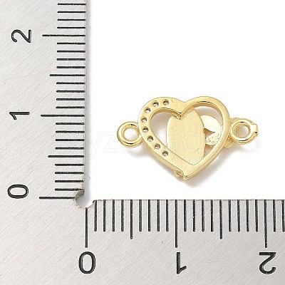 Rack Plating Brass Micro Pave Clear Cubic Zirconia Religion Heart Virgin Mary Connector Charms KK-L224-099G-01-1