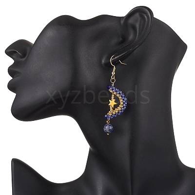 Natural Mixed Stone Dangle Earrings EJEW-MZ00544-1