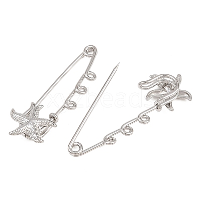 Starfish 304 Stainless Steel Safety Pins Brooch Findings SA-CBA098D-16H-P03-1