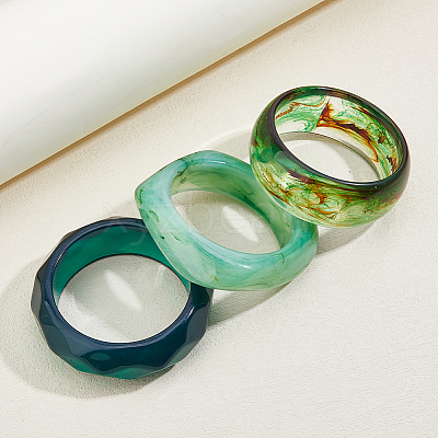 3Pcs 3 Styles Acrylic Bangles for Women BJEW-DC0001-30-1