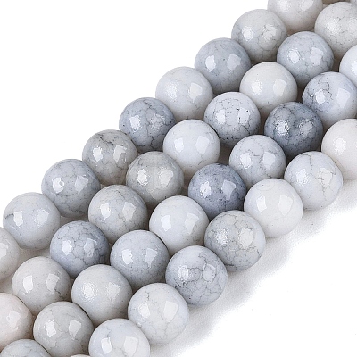 Ombre Effect Opaque Crackle Glass Beads Strands GLAA-Q106-01A-A04-1