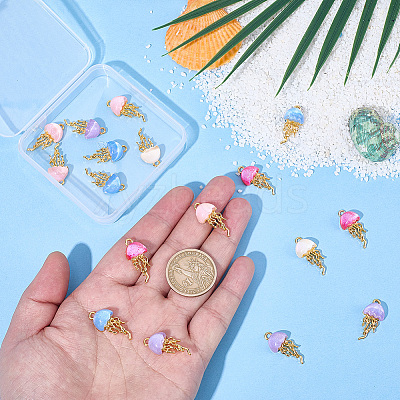 20Pcs 5 Colors Alloy Resin Pendants FIND-BM0001-61G-1