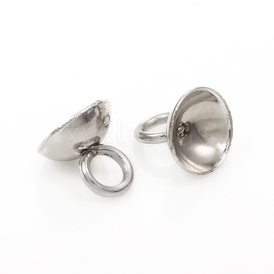 201 Stainless Steel Bead Cap Pendant Bails STAS-G224-24P-03-1