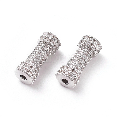 Brass Micro Pave Clear Cubic Zirconia Beads ZIRC-K081-91P-1