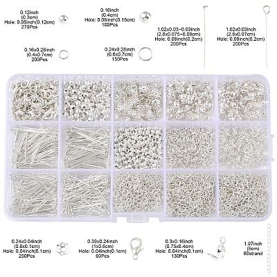 Alloy Lobster Claw Clasps & Iron Bead Tips & Eye Pin & Bead Caps & Spacer Beads & Open Jump Rings Findings Kits FIND-YW0008-89-1