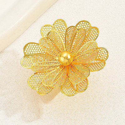 Elegant Flower Iron Open Cuff Ring for Women's Wedding Dress Accessories TU2718-1