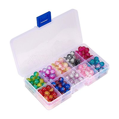 10 Colors Round Transparent Crackle Glass Beads CCG-YW0001-B-1